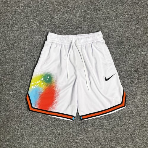 adult Mens Embroidery Drawstring Basketball Casual Shorts With pockets White