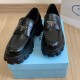 Monolith 55mm Pointy Loafer Black Brushed Leather