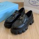 Monolith 55mm Pointy Loafer Black Brushed Leather