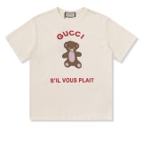 Little Bear pattern 23SS adult 100% Cotton casual Print short sleeved Crewneck t shirt Tees Clothing oversized Off white