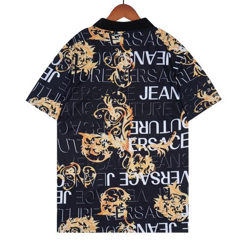 Summer 23SS Men's Adult casual Full body print short sleeved polo shirt black 031