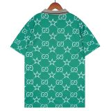 Summer 23SS Men's Adult casual Full body print short sleeved polo shirt green 025