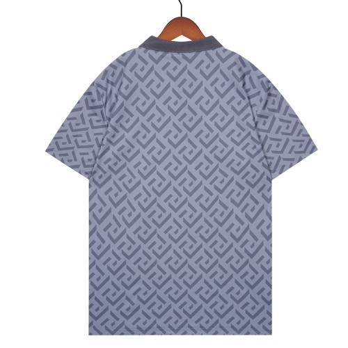Summer 23SS Men's Adult casual Full body print short sleeved polo shirt grey 069