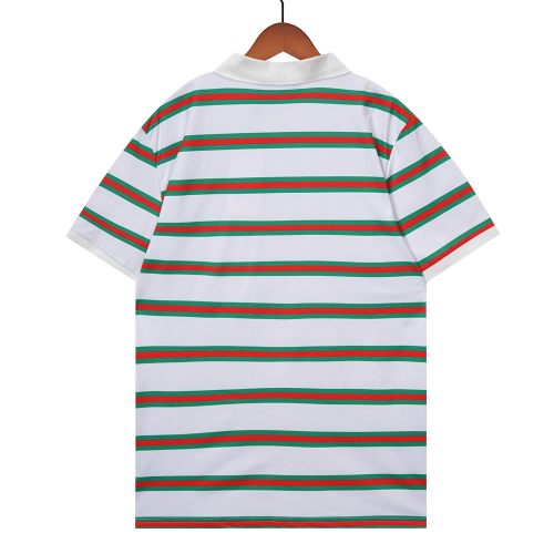 Summer 23SS Men's Adult casual stripe print short sleeved polo shirt white 068