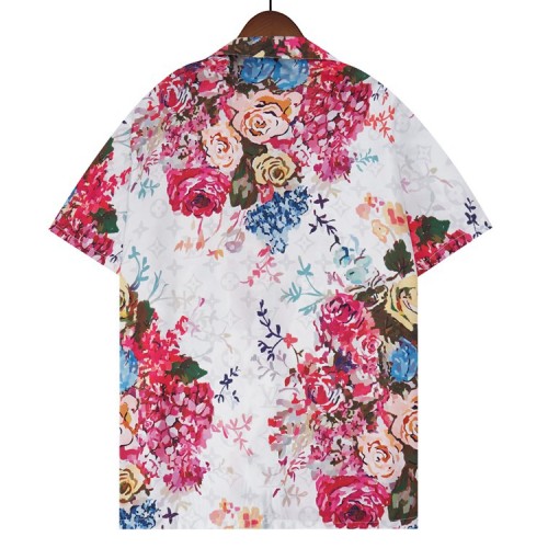 Summer 23SS Men's Adult casual Floral print short sleeved shirt pink Q201