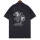 Summer 23SS Men's Adult casual sea mew print short sleeved shirt Black Q170