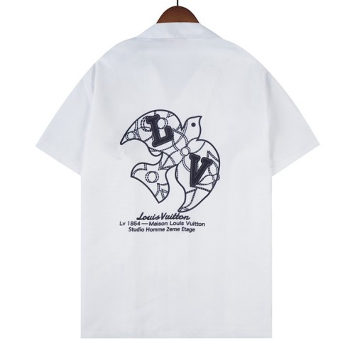 Summer 23SS Men's Adult casual sea mew print short sleeved shirt white Q170