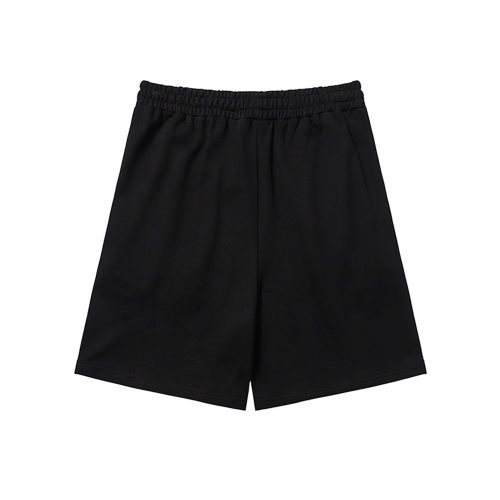 adult Drawstring Embroidery All cotton Casual Shorts Black C07