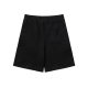 adult Drawstring Embroidery All cotton Casual Shorts Black C09