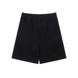 adult Drawstring Print All cotton Casual Shorts Black C01