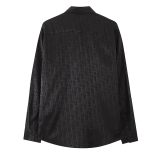 Adult men's loose fitting long sleeved casual shirt black V12