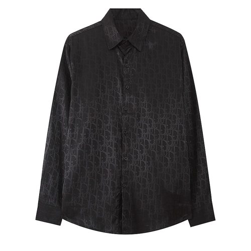 Adult men's loose fitting long sleeved casual shirt black V12
