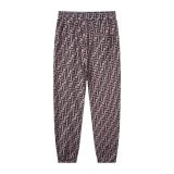 Adult casual Drawstring print pants Dark brown 1323