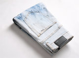 men's Embroidery Casual Stretch body building Jeans blue 3091
