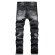 men's Embroidery Casual Stretch body building Jeans black 3391