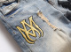 men's Embroidery Casual Stretch Small Leg Jeans blue 3376