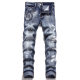 men's Print Casual Stretch body building Jeans blue 3380