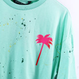 23SS adult Cotton casual coconut tree print short sleeved Crewneck t shirt Crewneck t shirt blue 2043
