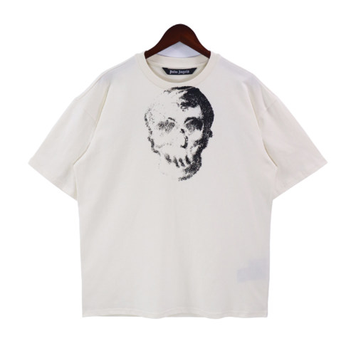 23SS adult Cotton casual Skull head print short sleeved Crewneck t shirt Crewneck t Beige 2041
