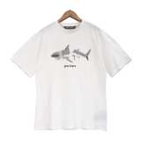 23SS adult Cotton casual Shark print short sleeved Crewneck t shirt Crewneck t white 2090