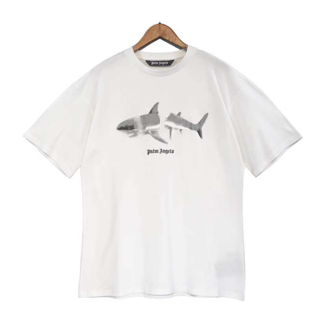 23SS adult Cotton casual Shark print short sleeved Crewneck t shirt Crewneck t white 2090