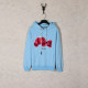 Men's casual cotton Little Bear Embroidery Long sleeve Hoodie blue pink 3902