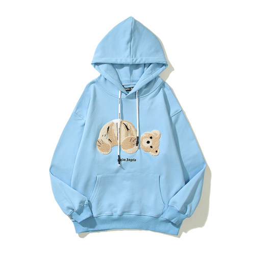 Men's casual cotton Little Bear Embroidery Long sleeve Hoodie blue Beige 3902