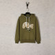 Men's casual cotton Little Bear Embroidery Long sleeve Hoodie Green apricot 3902