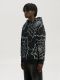 Men's casual cotton Spider web print Drawstring Long sleeve Hoodie black 5916