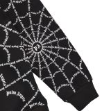 Men's casual cotton Spider web print Drawstring Long sleeve Hoodie black 5916