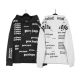 Men's casual cotton Alphabet print Drawstring Pocket Long sleeve Hoodie white 9121