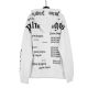 Men's casual cotton Alphabet print Drawstring Pocket Long sleeve Hoodie white 9121