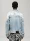 Men's adult casual Print elastic Loose denim shirt blue