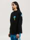 Men's casual cotton Alphabet Print Long sleeve Pullover Tops Casual Round Neck Sweatshirt black 7036