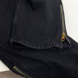 unisex Monogram Detail Carpenter Denim Pants Black