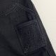 unisex Monogram Detail Carpenter Denim Pants Black