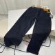 unisex Monogram Detail Carpenter Denim Pants Black