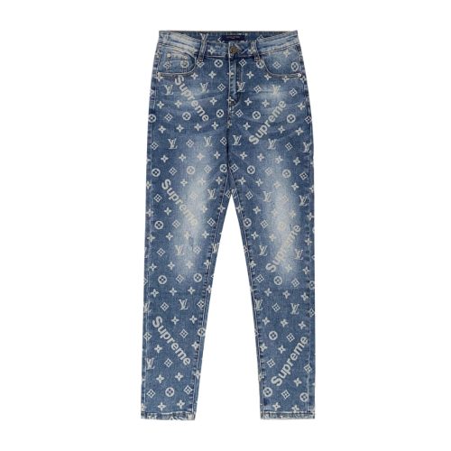 Jacquard Denim 5-Pocket Jeans Blue