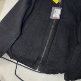 unisex Monogram Detail Carpenter Denim jacket Black