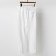 Men's casual print Drawstring pocket Cotton pants white 203