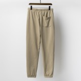 Men's casual embroidery Drawstring pocket Cotton pants light brown 203