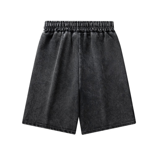 Men's casual print Drawstring pocket shorts black 607
