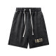 Men's casual print Drawstring pocket shorts black 607