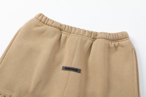 Men's casual jacquard Drawstring pocket pants brown FG309
