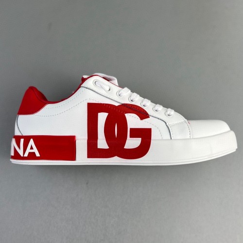 Portofino DG Printed Napa calf leather sneakers White red