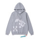 Men's casual cotton Alphabet Print Long sleeve hoodies grey 872