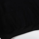 Men's casual cotton Arrow print Long sleeve hoodies black 5088