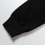 Men's casual cotton Arrow print Long sleeve hoodies black 5088