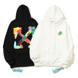 Men's casual cotton Arrow print Long sleeve hoodies black 5097