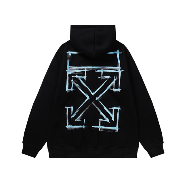 Men's casual cotton Arrow print Long sleeve hoodies black 5088
